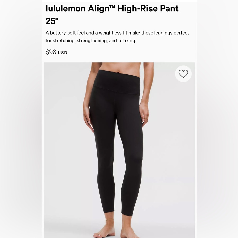 Lululemon Black align High-Rise leggings 25